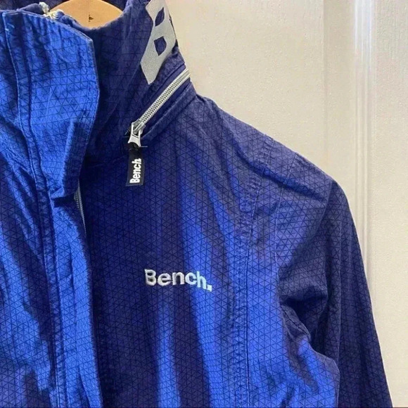 Bench Barbecue Windbreaker Jacket  Cropped Purple Black Geometric Print XS - Picture 9 of 15